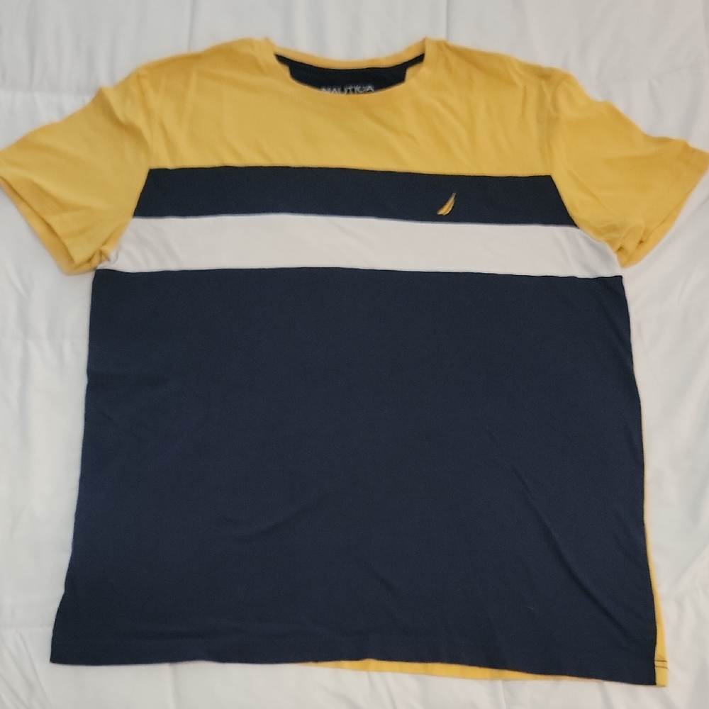 Nautica Men's Yellow and Navy Shirt